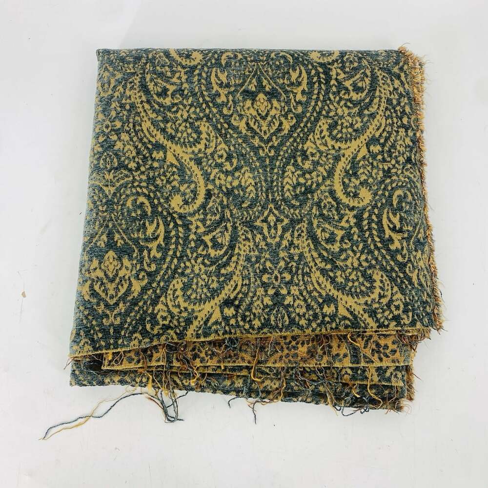 Upholstery Fabric 60x55 Teal Gold Damask Brocade Look Furniture Craft Material